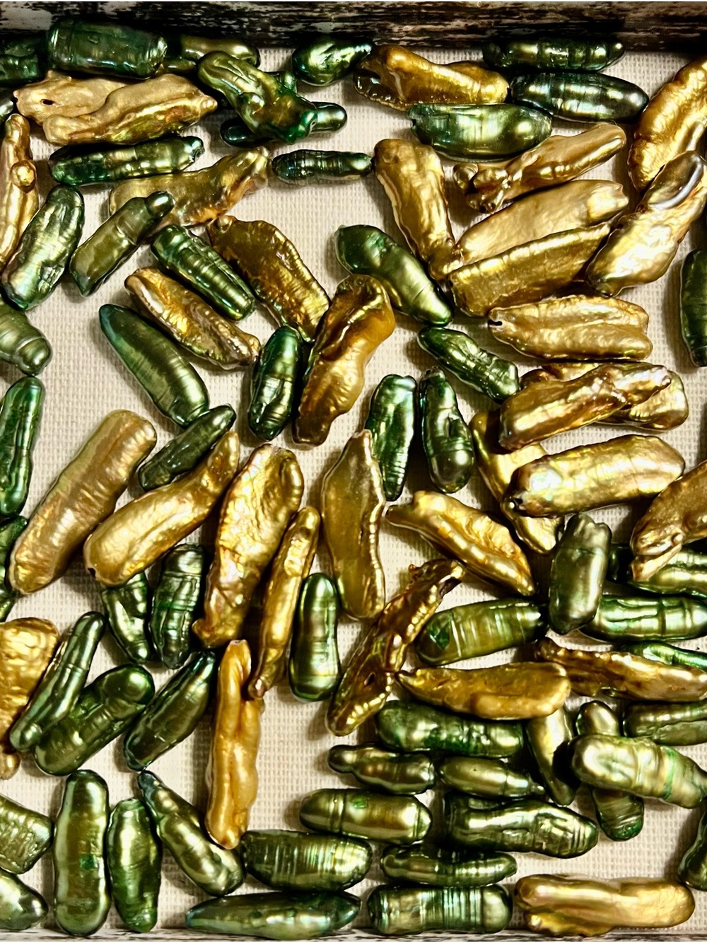 Decorative Green and Gold Pearl Bead Accents - Home Accents